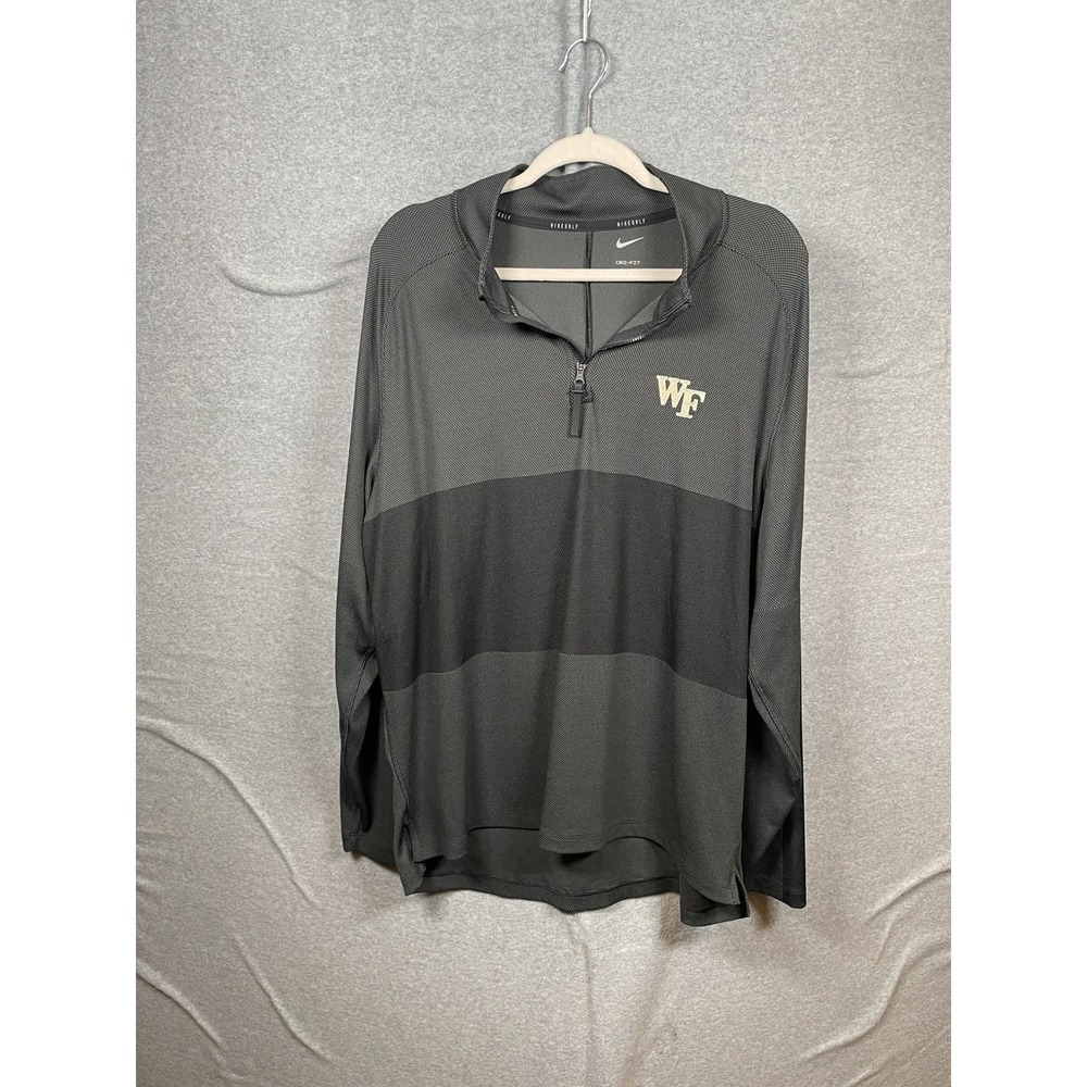 Nike Golf Men's XL Wake Forest Quarter Zip Pullover Black Long Sleeve Dri-FIT